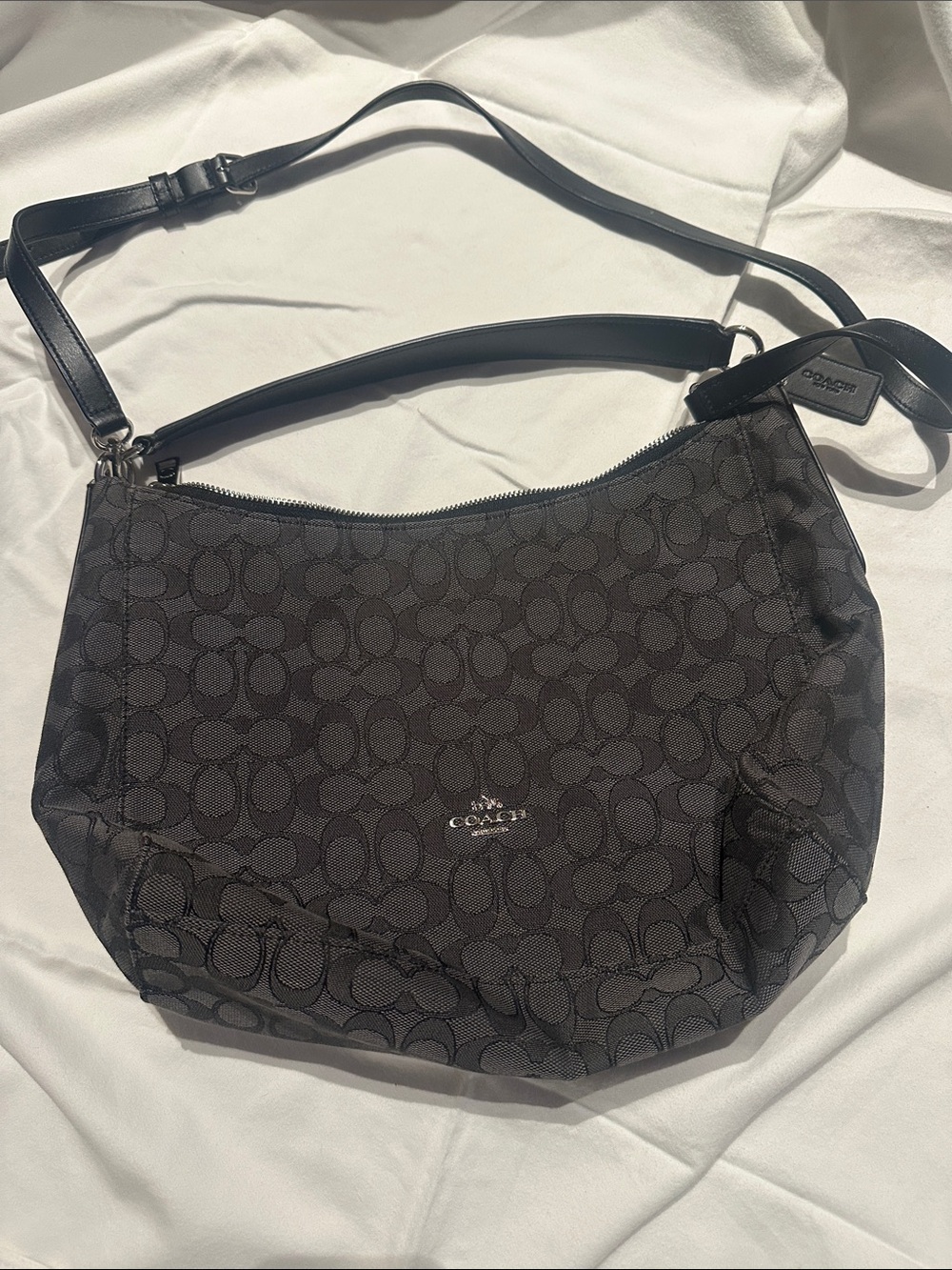 Coach Black Signature Jacquard Shoulder Bag
